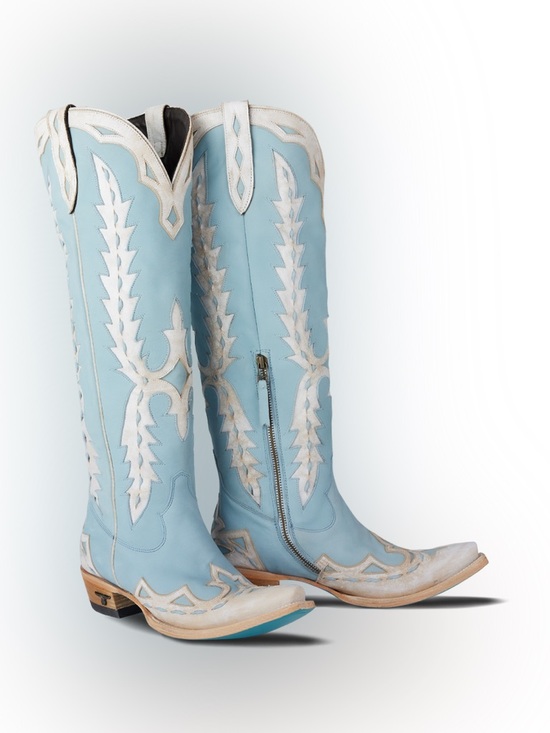 Lane boots Shoes - Lane Chase the Wind Powder Blue Embroidered Heeled Cowboy Boots